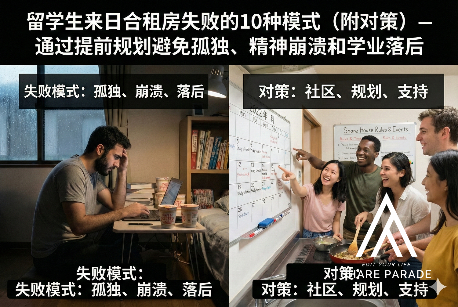 来日本的留学生在合租屋中失败的10种方式（附对策）——提前规划，避免孤独、心理崩溃与学习跟不上