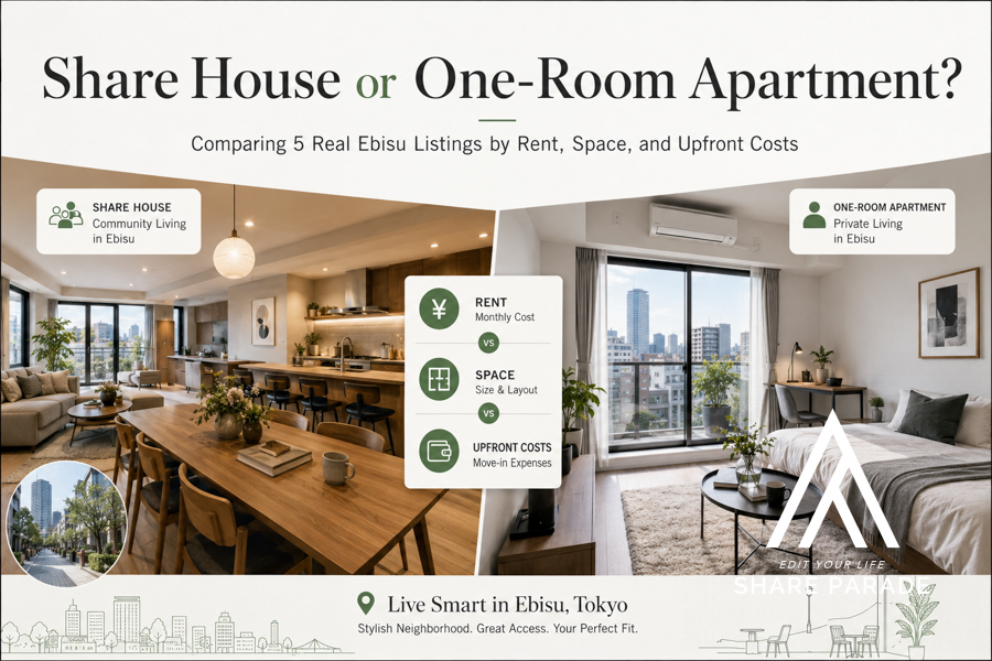 Share House or Studio Apartment? Comparing Rent, Space, and Upfront Costs Across Five Actual Properties in Ebisu