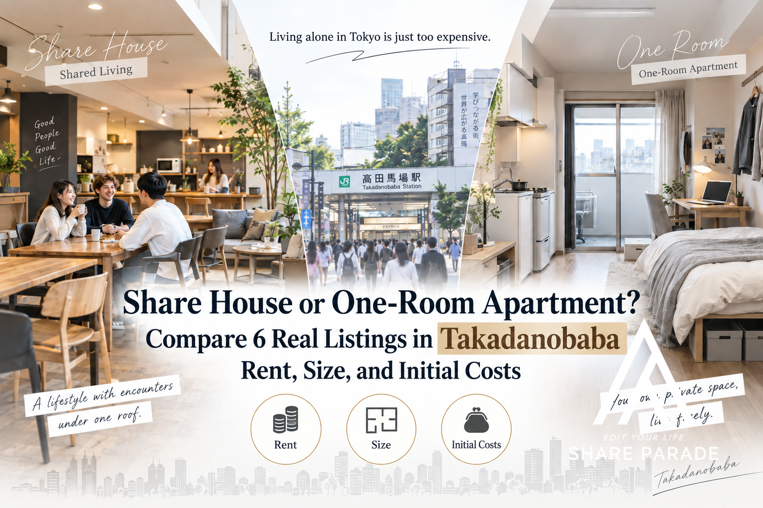 Share House or Studio Apartment? Comparing Rent, Space, and Upfront Costs Across Six Actual Properties in Takadanobaba