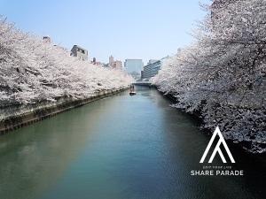 徒歩2分の大横川です。春の時期は、桜が満開になります。