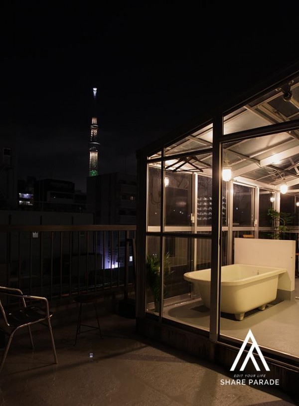 ５階屋上とサンルームバス。ここからはスカイツリーが一望できます！夏には隅田川花火も見ることが出来ます。